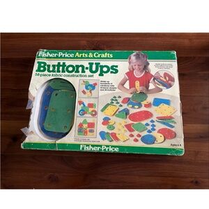 Vintage Fisher Price Arts & Crafts Button-Ups fabric construction set #702